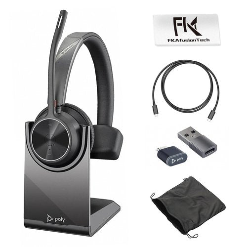 Poly Voyager 4310 UC Wireless Headset & Charge Stand - Single-Ear Headset, Connects PC/Mac/Mobile Phone via Bluetooth with USB-C to A Adapter & USB C Dongle & USB A-C Cable & Storage Bag