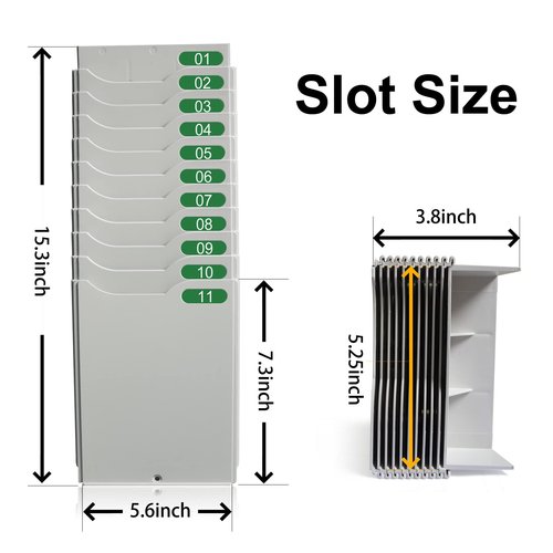 JIAN BOLAND Time Cards Rack, Retractable Time Card Holder With 10-Pocket Slots, Constructed of Durable Plastic, Attendance Payroll Recorder for Office Punch in Clock Out