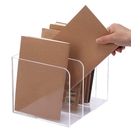 Magazine Holder, Clear Acrylic Magazine Rack, File Organizer for Office Desk, Book Organizer,-One-Piece-3 Vertical spaces,1 pack (B5)……