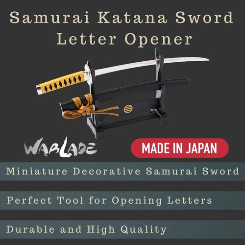 Wablade Mini Japanese Samurai Katana Sword Paper Knife Letter Opener 8.3 inch Made in JAPAN (Kondou Isami)