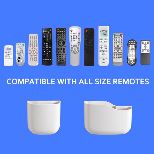 Remote Holder Wall Mount TV FAN Remote Control Holder Bedside Caddy Wall Organizer Phone Holder for Office Adhesive Media Player Controller Holder Box Tray Home Desk Nightstand White 2Big 2Small