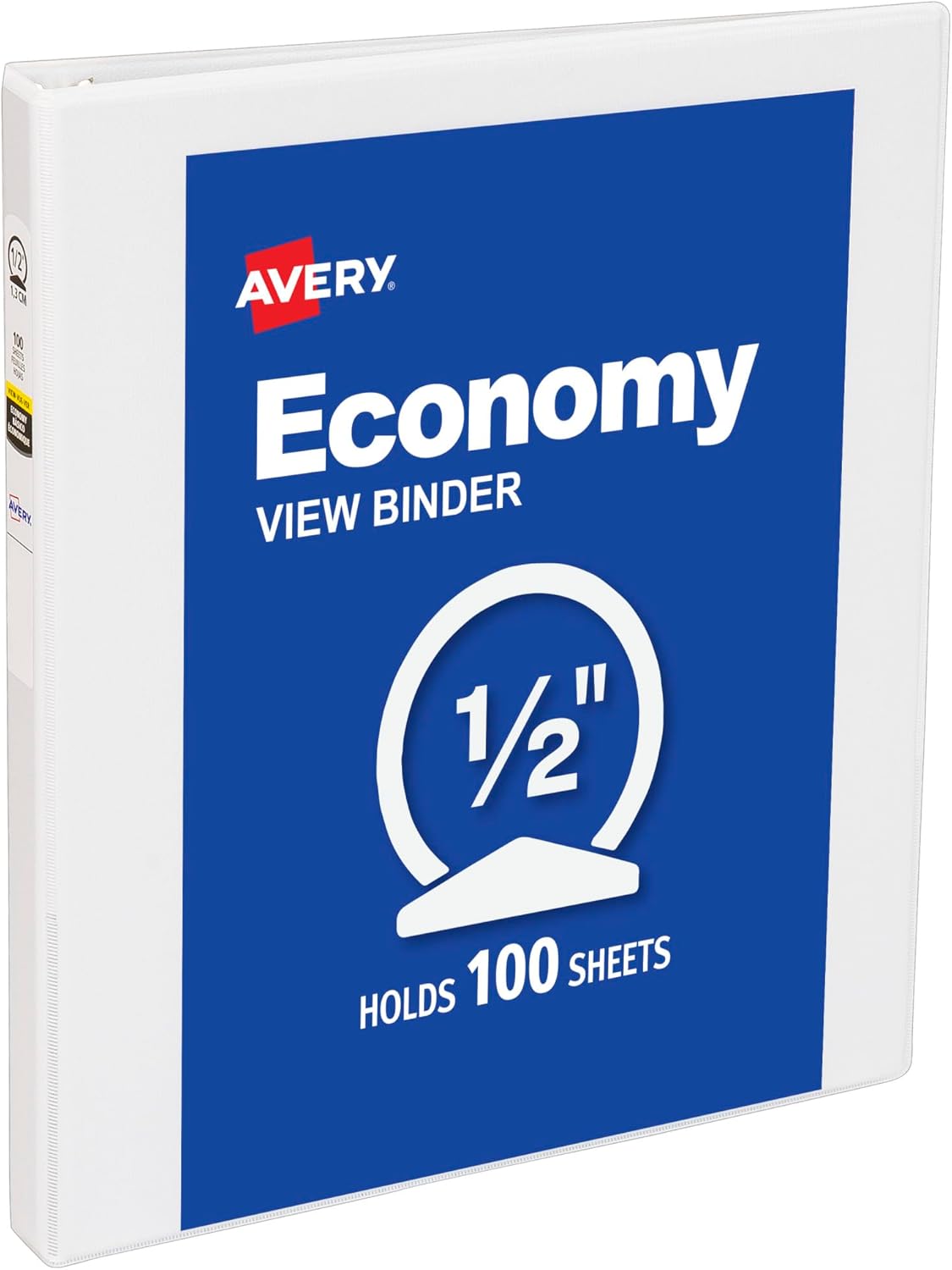 Avery Standard View Binder - 0.5" Round Rings, 100-Sheet Capacity, 1 White Binder for Lightweight Organization