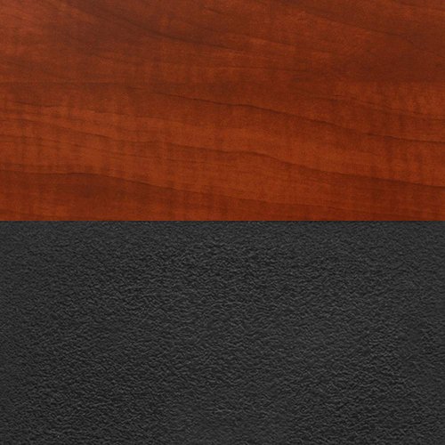 Kee 48" Square Breakroom Table- Cherry/ Black & 4 'M' Stack Chairs- Black