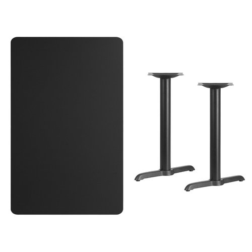 Flash Furniture 30'' x 48'' Rectangular Black Laminate Table Top with 5'' x 22'' Table Height Bases