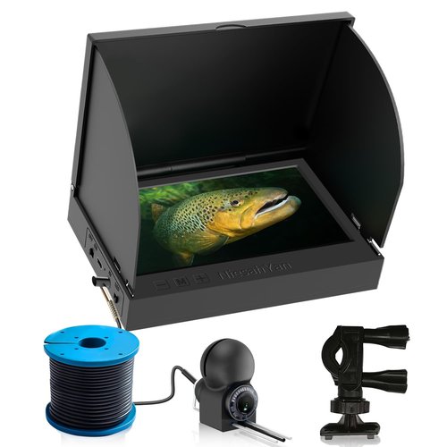 5" Underwater Fishing Camera, 1080P Upgraded HD Lens Ice Fishing Camera with 12pcs IR Lights, 8000mAh Li-Battery, IP68 Waterproof Fish Finder with 100ft Cable for Lake Sea Boat Kayak Fishing