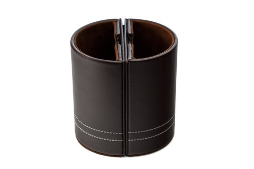 Pensali Pen and Pencil Holder with Picture Frame Space Saver Desk Organizer for Office Supplies - Made of Premium Suede Base Faux Leather Strong Magnetic Clasp Attractive Design - Brown