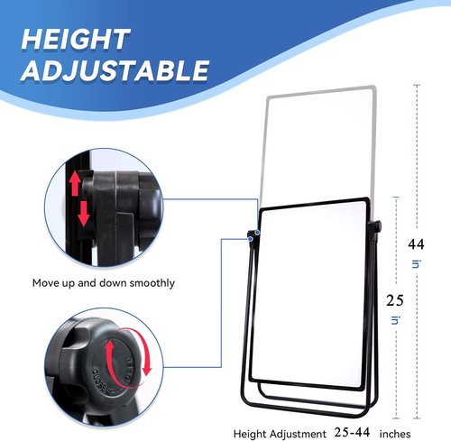 Regine Switzerland Dry Erase Board - 23"x17" Double-Sided Magnetic Whiteboard with Adjustable Stand for Home Office