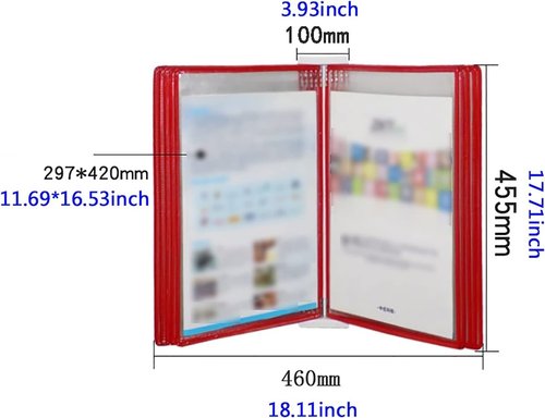 EliteBloom Wall Organiser Board,Catalog Display Rack, Wall Mounted A3 Poster Flip Book Display,Wall-Mounted Loose-Leaf Transparent Page Display Stand 45×33×10CM,N