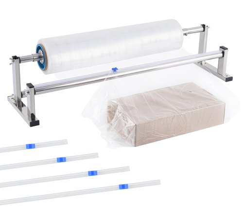 Consfly Manual Stretch Film Dispenser Wrapping Machine, 21.6 Inch Stainless Steel Table Stretch Film Packing Machine w/ 4pcs Film Slide Cutter
