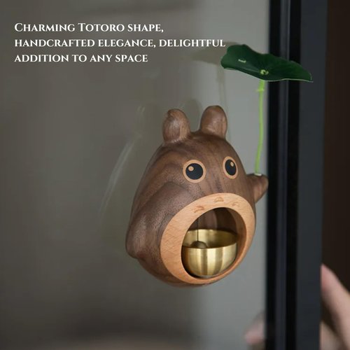 NADEnVIE Wood Door Bell Black Walnut Cartoon Doorbell Dopamine Wind Chime Suction Ornament WoodyBeing, Shopkeepers Bell Totoro Shape Shopkeeper Bell For Door Opening