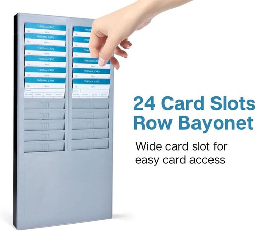 Flexzion Time Card Holder - Wall Mount Rack with 24 Pocket Slots for 7" Cards | Gray Pyramid Series