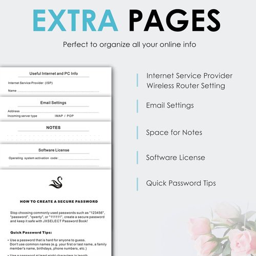 Elegant Password Book - Hardcover Organizer with Alphabetical Tabs & Notes Section | 5.2" x 7.6" (Black)