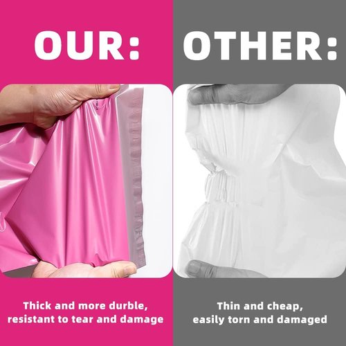 POLYSELLS Pink Poly Mailers - 500 Pcs 14.5x19 Inches | Waterproof, Tear-Resistant Shipping Envelopes