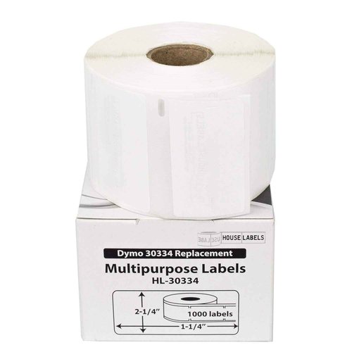HOUSELABELS Compatible DYMO 30334 Multipurpose Labels (2-1/4" x 1-1/4") with Removable Adhesive, Compatible with DYMO LW 450, 4XL, Rollo & Zebra Desktop Printers, 6 Rolls /6000 Labels