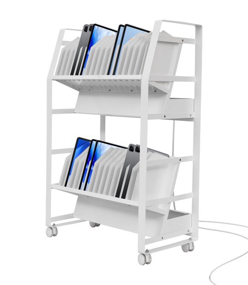 OREALLANDROL 2-Tablet 32 Device Chromebooks Open Charging Cart, Office and Classroom Mobile Charging Station for Chromebook, Tablet and Laptop (Power Strip Included)