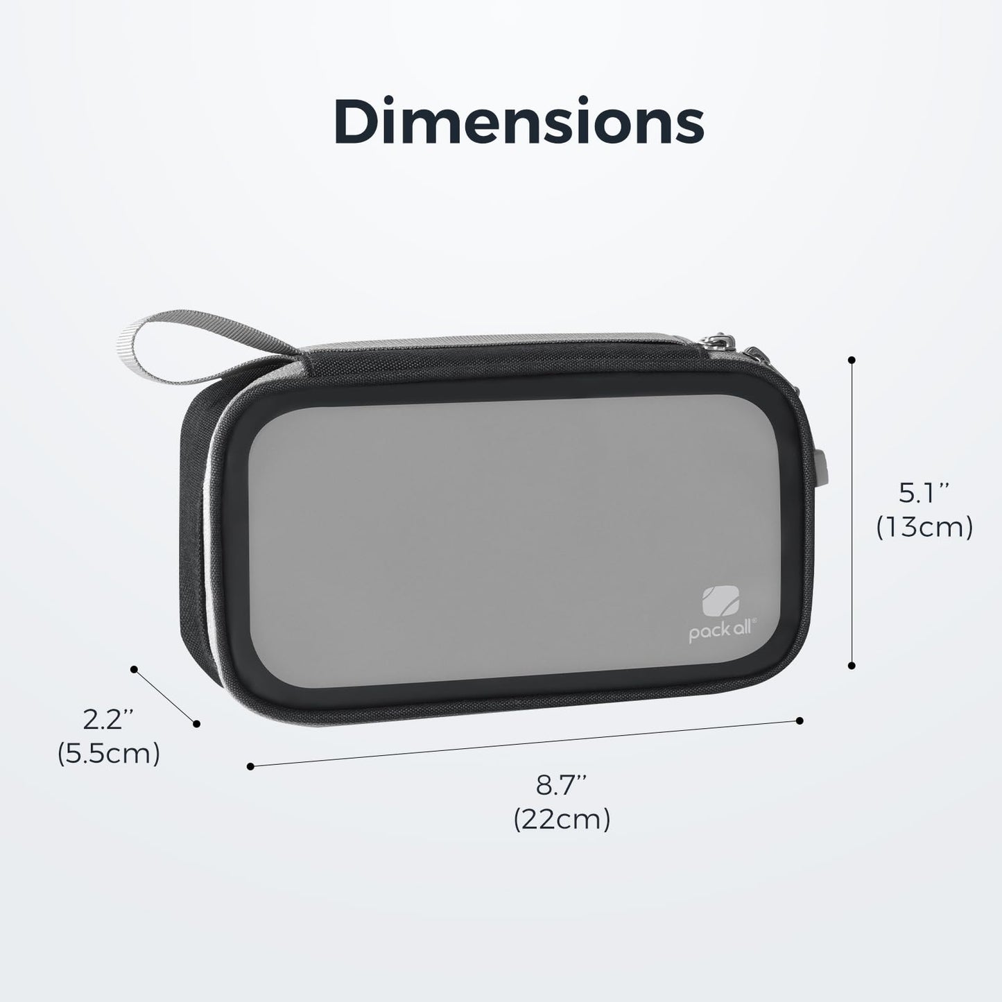 pack all Clear Electronic Organizer, TPU Cable Organizer Bag, Compact Cord Travel Organizer for Cables, Chargers, Phones, USB Cords, SD Cards (Black)