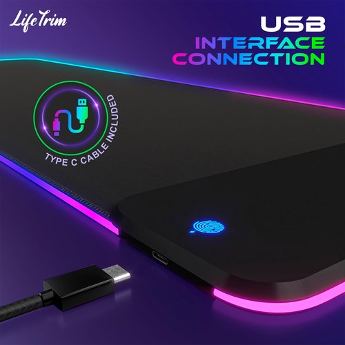 LifeTrim Wireless Charger LED Mousepad 35.5 x 12 Inch RGB Gaming Mouse Pad 10 Light Modes 4mm Thick Large Desk Pad Wireless Charging Cool Mouse Pad for PC Accessories & Gaming Gifts
