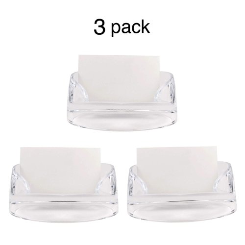 COM.TOP - Acrylic Card Holder, 3 Pack of Business Card Holder | Office Supplies, Desk Accessories | Brighten Up Your Table- Clear, 3 Pack
