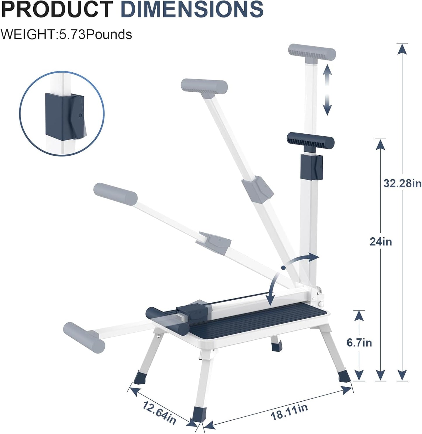 Skiennix Folding Step Stool - Metal Stepping Stool with Adjustable Handrail | 330 Lbs Capacity for Kitchen, Bathroom, Bedroom