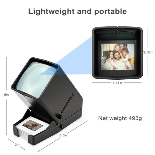 DigitConvert 35mm Slide Viewer, 3X Magnification, USB Powered/Battery Operation-for 35mm Slides & Positive Film Negatives (4AA Batteries Included)