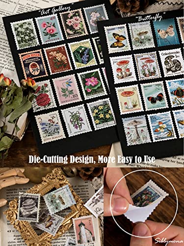 184Pcs Vintage Stamp Stickers for Scrapbooking & Crafting - SIBLYMONA