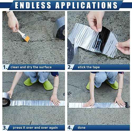 Frienda 2 Rolls Flashing Tape Waterproof Patch Seal Tape 32 Feet Self Adhesive Asphalt Repair for Window Roof Doors Panels Gutter Repair Outdoor(4" X 32')