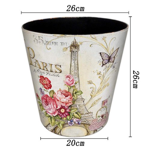 Lingxuinfo Scakbyer Waste Paper Bin, European British Style Tower Pattern Trash Can Wastebasket Garbage Can Without Lid Waste Bin for Kitchen Bathroom Bedroom (Tower Red Flower)