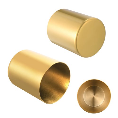 Bidponds 2 Packs Gold Round Stainless Steel Pen Holder,Desktop Stationery Organizer,Vacuum Plating Makeup Brush Holder
