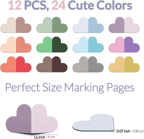 JIXZEN Heart Magnetic Bookmarks - 12 PCS Cute Corner Bookmarks for Women & Girls | Perfect Gifts for Book Lovers
