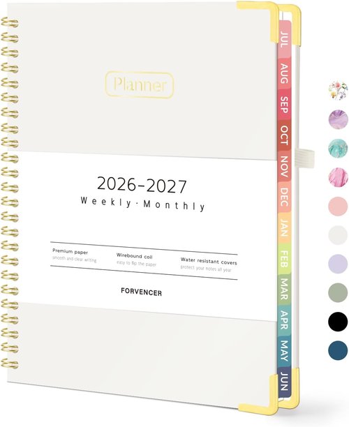 Forvencer Academic Planner 2026-2027 - Hardcover Weekly & Monthly Calendar | 6" x 8", Beige, Ideal for Students & Teachers
