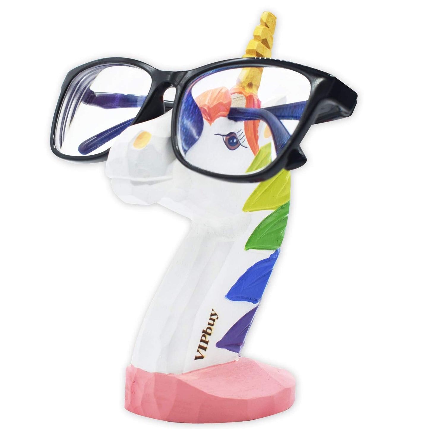 VIPbuy Handmade Wood Carving Eyeglasses Glasses Holder Stand Sunglasses Display Stand Home Office Desk Décor Gift (Unicorn)