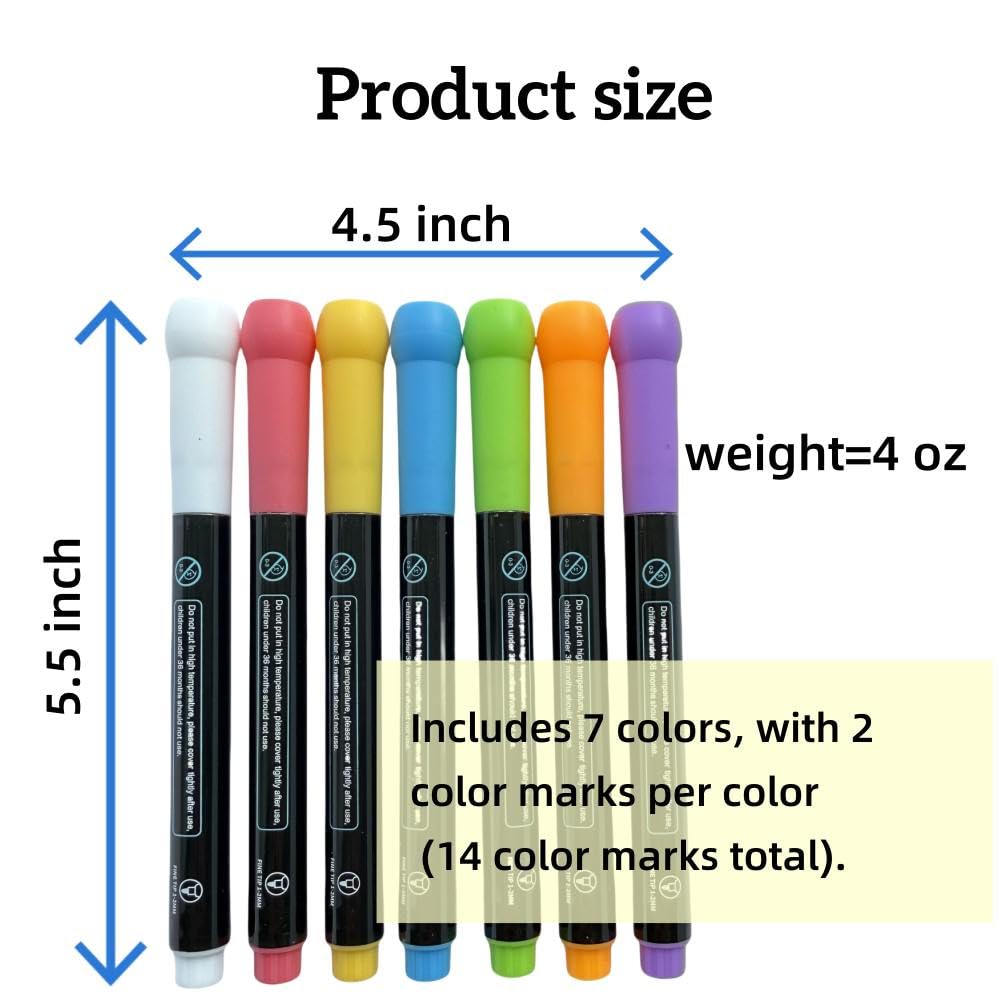 zimumoda 14 Pack Liquid Chalk Markers, Fine Tip 0.04 Inch Neon Wet Erase Pens for Acrylic Calendar, Glass Board, LED Note Board & Windows, Non-Toxic Dry Erase Markers for Home & Office (14)