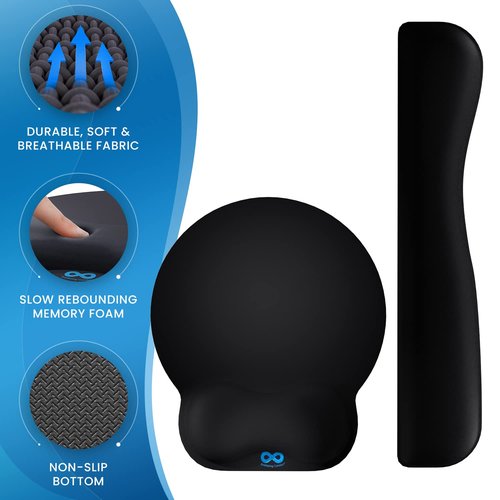 Everlasting Comfort Ergonomic Mouse Pad and Foot Rest Bundle - Work and Relaxation Essentials - Improve Productivity & Comfort
