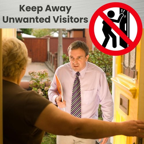 ExcelMark No Soliciting Sign - Durable Indoor/Outdoor Use | UV & Weather Resistant (Small - 2"x 5", Gold/Black)