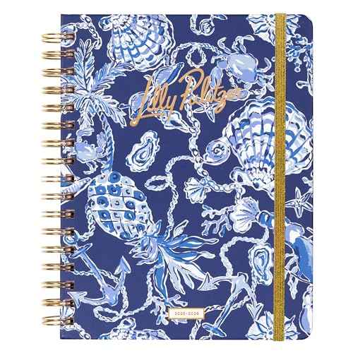 Lilly Pulitzer Large Monthly Planner August 2025 - December 2026, Monthly Agenda & Calendar, Stickers, Pockets, & Spiral Binding (Sapphire Pool Barefoot Beachcomber)