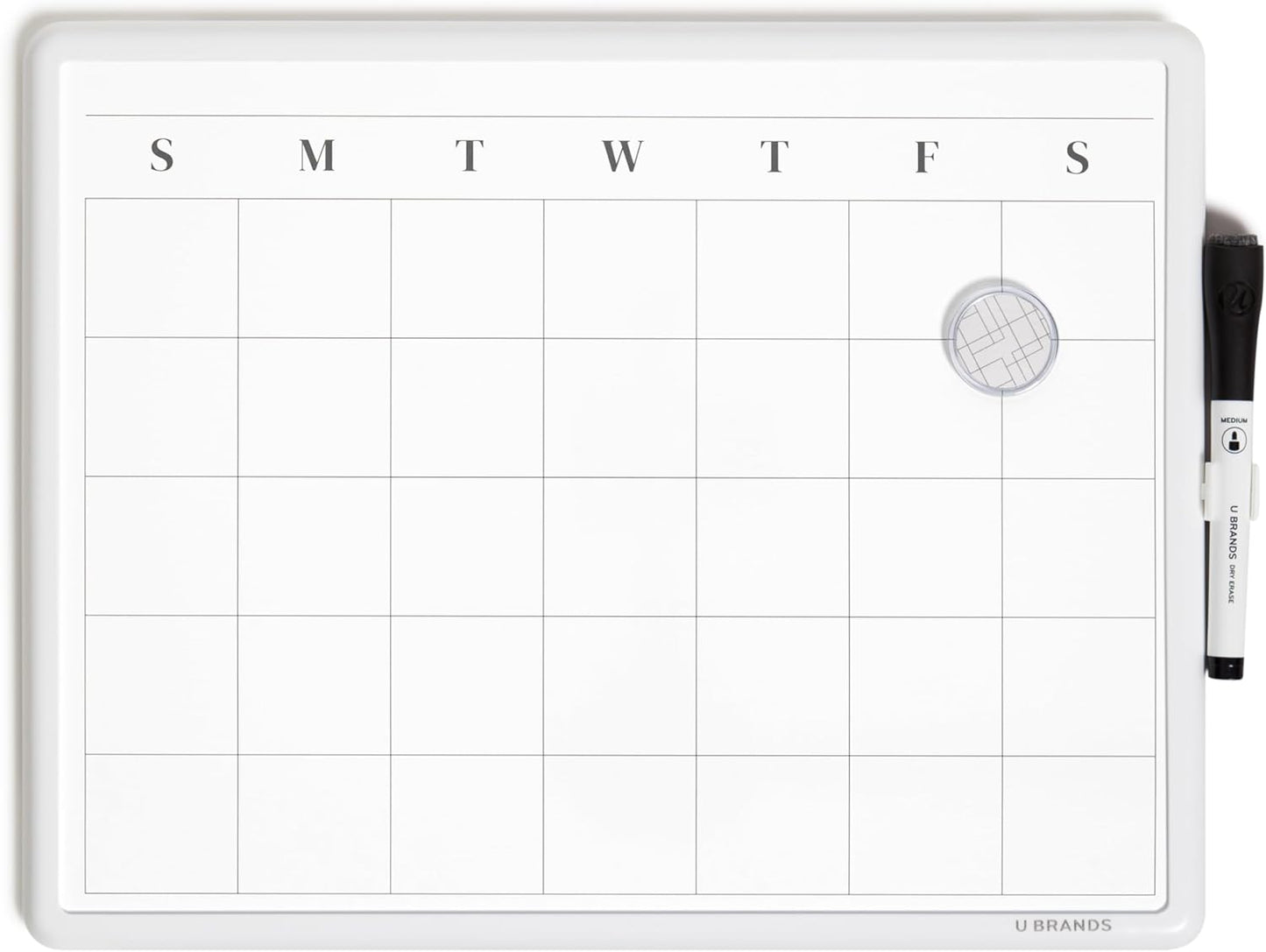 U Brands Magnetic Monthly Calendar Whiteboard - 14" x 11" Dry Erase Planner for Home & Office