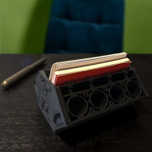 CREATE WORK PLAY V8 Engine Model Business Card Holder for Desk – Unique Desk Decor, Business Card Display