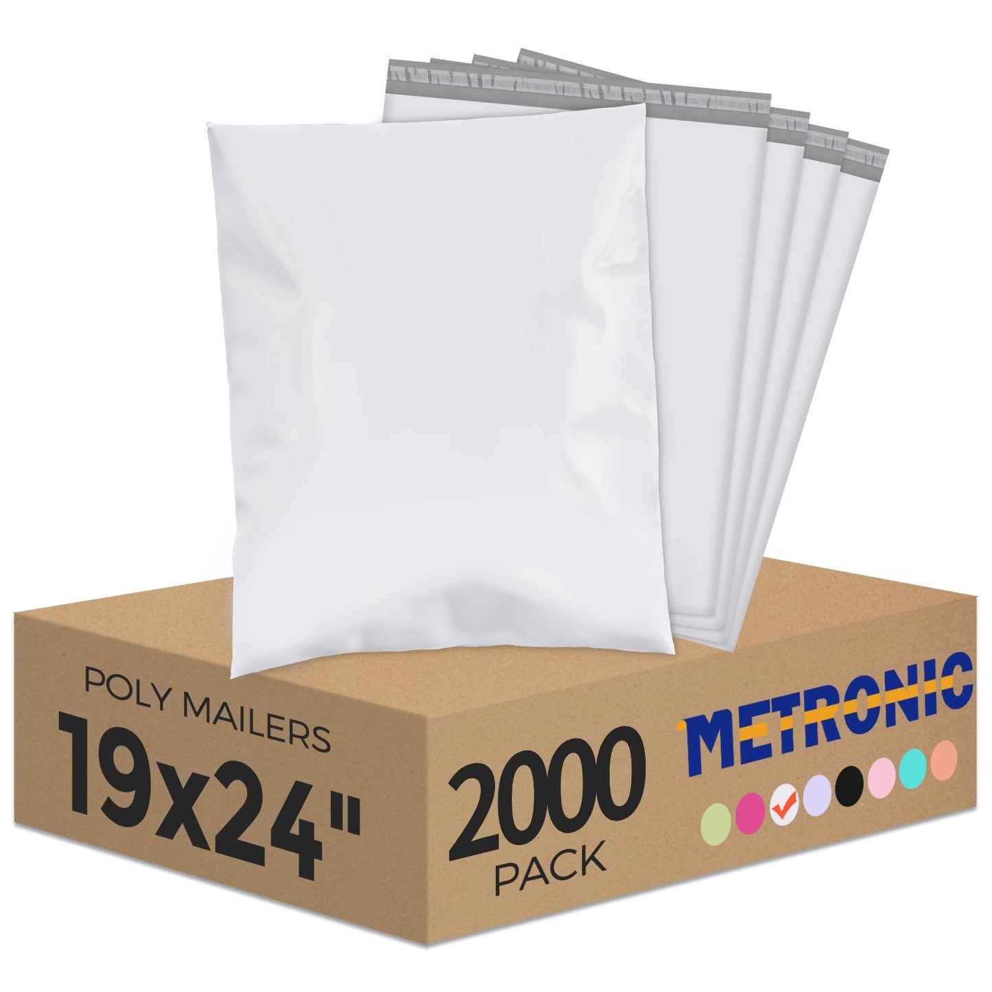 Metronic Poly Mailers 19x24 Inch 2000pcs White, Large Shipping Bags for Clothes,Self Adhesive Shipping Envelopes for Small Business,Waterproof Mailers Poly Bags for Shipping,Packaging Mailing Bags