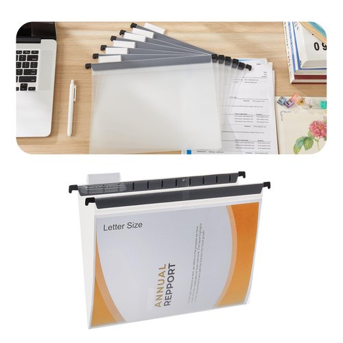 Fei Bi Hanging rose gold file manager, equipped with 12 letter sized plastic hanging folders, file baskets, file boxes, storage boxes, office and study supplies, transparent