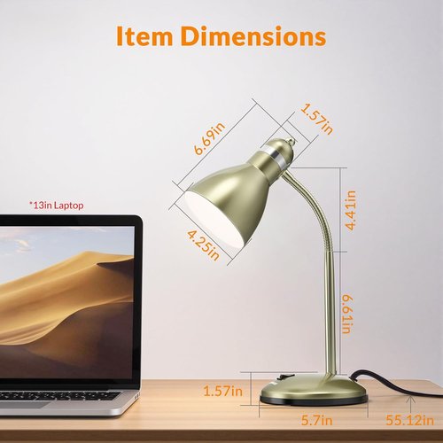 LEPOWER Metal Desk Lamp - Adjustable Goose Neck Design for Eye-Caring Illumination | Bronze Finish