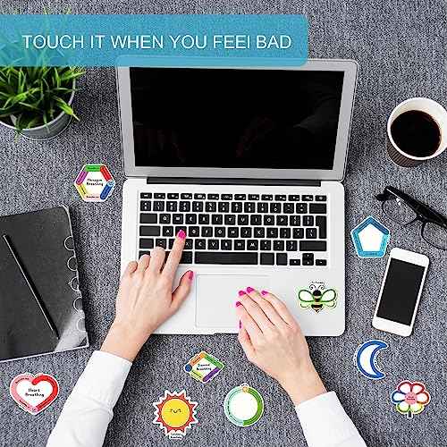 Crtiin 100 Pcs Sensory Strips Anxiety Calm Mindfulness Stickers Fidget Stress Breathing Sensory Sticker Different Textures Rough Tactile Tape for Mental Health Adults Desk Anxiety Relief(Cute)