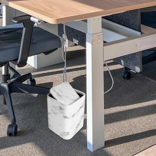 Veemoon Marble Pattern Trash Can with Lid Square Bathroom Kitchen Waste Bin Cute Trash Container for Home Office and Hotel