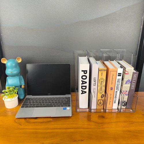 RHONZHAO Vertical File Holder, 4 pack Clear Plastic Document Organizer and Clear Magazine Organizer, Multi-purpose Document Organizer for Home Office