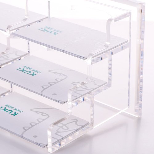 Business Cards Holder Display for Desk, Clear Acrylic Multiple 3 Tier 6 Slot Business Card Stand, Holds 300 Cards-1 Pack (6 Slots-H)