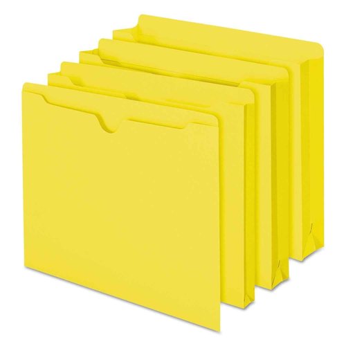Smead File Jacket, Reinforced Straight-Cut Tab, Flat-No Expansion, Letter Size, Yellow, 100 per Box (75511)