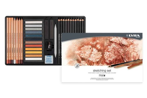 LYRA Rembrandt Sketching Metal Box Set of 35 Pencils, Sick and Accessories