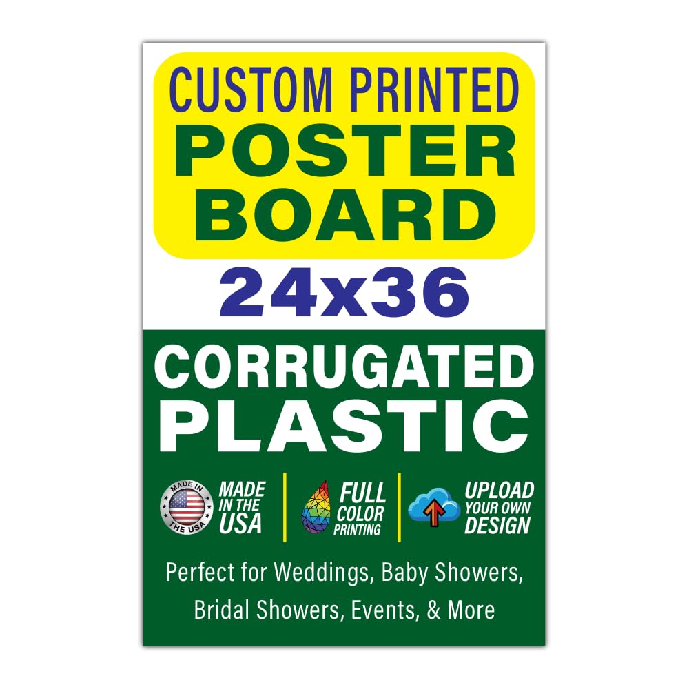 Custom Poster Board Corrugated Plastic Sign, 24x36 inch - Personalized Coroplast Event Signs for Wedding, Baby Shower, Announcements, Presentations, Arts & Crafts