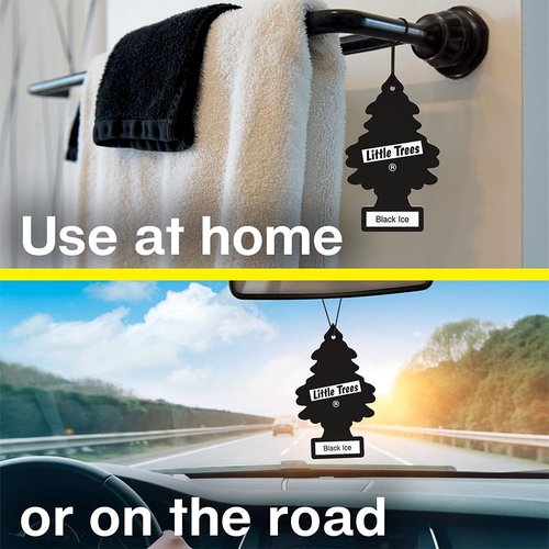 LITTLE TREES Car Air Freshener - Long Lasting Black Ice Scent for Auto & Home | 24 Pack