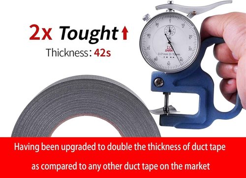 ADHES Duct Tape Heavy Duty Waterproof, 12 Rolls x 1.88 Inch x 105 Feet (35YD) Strong Adhesive & No Residue Black Duct Tape Duck Tape for Indoor & Outdoor Repairs, Industrial, Professional Use