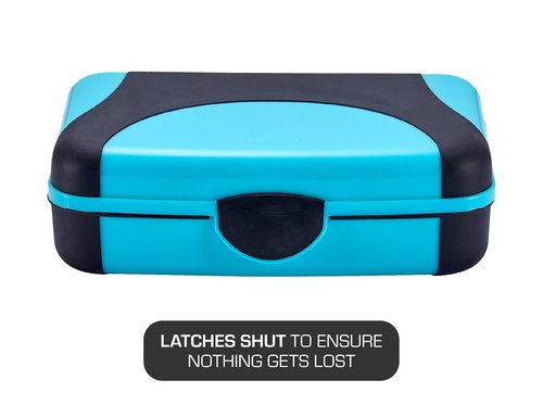 It's Academic Pencil Case, Hard Pencil Box Holder for Kids, Durable Plastic with Latch, for Pencils, Pens, Markers, Crayons, Blue & Black